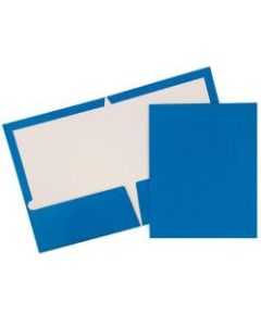 JAM Paper Glossy 2-Pocket Presentation Folders, Blue, Pack of 6