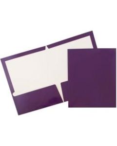 JAM Paper Glossy 2-Pocket Presentation Folders, Purple, Pack of 6