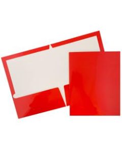 JAM Paper Glossy 2-Pocket Presentation Folders, Red, Pack of 6