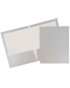 JAM Paper Glossy 2-Pocket Presentation Folders, Grey, Pack of 6