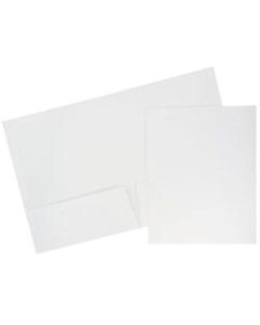 JAM Paper Glossy 2-Pocket Presentation Folders, White, Pack of 6