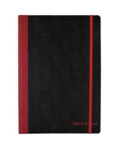 Black n Red Flexible Casebound Notebook - 72 Sheets - Case Bound - Ruled - 6 29/32in x 9 4/5in - 10in x 7.3in0.5in - Black/Red Cover - Bleed Resistant, Ink Resistant, Storage Pocket, Smooth, Bungee Strap - 1Each