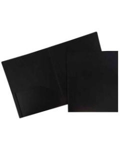 JAM Paper Heavy-Duty 2-Pocket Plastic Presentation Folders, 9in x 12in, Black, Pack Of 6