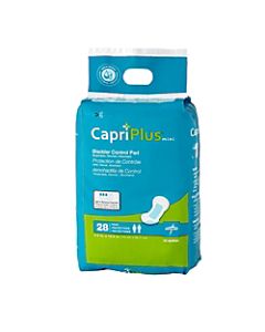 Capri Plus Bladder Control Pad Incontinent Liners, Regular, 5 1/2in x 10 1/2in, White, Case Of 28