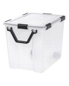 IRIS Weathertight Plastic Storage Container With Latch Lid, 18 3/4in x 17 3/4in x 23 5/8in, Clear