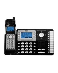 RCA 25252 2-Line DECT 6.0 Cordless Expandable Phone With Digital Answering System, Black/Silver