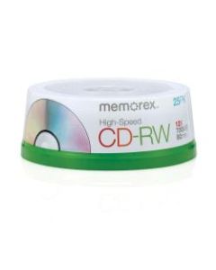 Memorex CD-RW Media Spindle, 700MB/80 Minutes, 12x, Pack Of 25