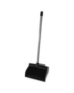 LobbyMaster Dustpan - 12in Wide - Plastic, Polyvinyl Chloride (PVC) Handle - Black, Silver - 1 Each