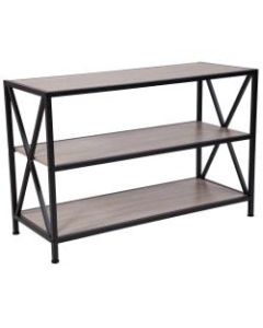 Flash Furniture 26inH 3-Shelf Cross-Brace Bookcase, Sonoma Oak