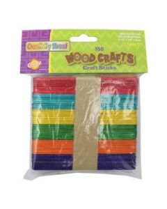 Creativity Street Wood Craft Sticks, 4-1/2in x 3/8in, Assorted Bright Colors, 150 Sticks Per Pack, Case Of 12 Packs