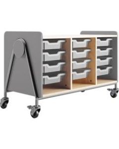 Safco Whiffle Triple-Column 12-Drawer Rolling Storage Cart, 27-1/4inH x 43-1/4inW x 19-3/4inD, Gray