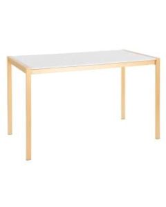 LumiSource Fuji Industrial Dining Table, 29-3/4inH x 50-1/4inW x 27-3/4inD, Gold/White