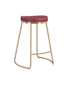 Zuo Modern Bree Counter Stools, Burgundy/Gold, Set Of 2