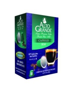 Alto Grande Single-Serve Coffee Pods, Classic Roast, Decaffeinated, Carton Of 18