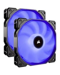 Corsair Air Series AF140 LED (2018) Blue 140mm Fan Dual Pack - 2 Pack - 5.51in Maximum Fan Diameter - 463.8 gal/min Maximum Airflow - 1150 rpm - 26 dB(A) Noise - Hydraulic Bearing - 3-pin - Blue LED - Plastic - 2 pc(s) - Case - 4.6 Year Life
