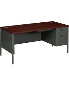 HON Metro Classic Right Pedestal Desk, Mahogany, Charcoal