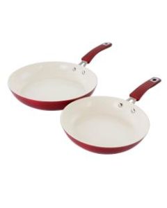 Kenmore Arlington 2-Piece Aluminum Ceramic Nonstick Frying Pan Set, Metallic Red