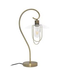 Lalia Home Modern Metal Scroll Table Lamp, 22-1/4inH, Clear Shade/Antique Brass Base