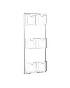 Azar Displays 6-Pocket Vertical Trifold Wall-Mount Brochure Holders, 24inH x 9-1/4inW x 1-3/4inD, Clear, Pack Of 2 Holders