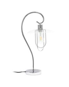 Lalia Home Modern Metal Scroll Table Lamp, 22-1/4inH, Clear Shade/Chrome Base