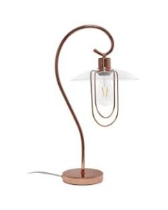 Lalia Home Modern Metal Scroll Table Lamp, 22-1/4inH, Clear Shade/Rose Gold Base