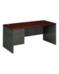 HON 38000 Series Left-Pedestal Desk With Lock, 66inW, Mahogany/Charcoal