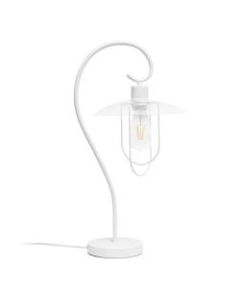 Lalia Home Modern Metal Scroll Table Lamp, 22-1/4inH, Clear Shade/Matte White Base