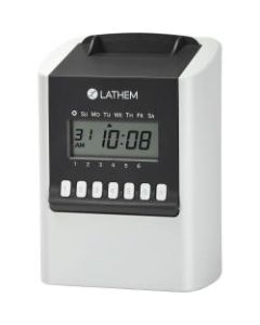 Lathem Calculating Electronic Time Clock, 100 Employees, 6-15/16inH x 5-1/4inW x 9-5/8inD, Gray, 700E