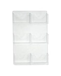 Azar Displays 4-Pocket Wall-Mount Bifold Brochure Holders, 14-5/8inH x 13inW x 1-3/4inD, Clear, Pack Of 2 Holders