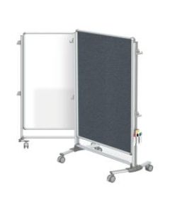 Ghent Nexus Jr. Partition Double-Sided Mobile Magnetic Whiteboard/Bulletin Board, 46 1/4in x 34 1/4in, Gray Fabric/Silver Aluminum Frame