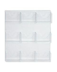 Azar Displays 9-Pocket Wall-Mount Bifold Brochure Holders, 24inH x 19-1/2inW x 1-3/4inD, Clear, Pack Of 2 Holders