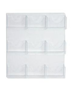 Azar Displays 9-Pocket Wall-Mount Bifold Brochure Holders, 24inH x 19-1/2inW x 1-3/4inD, Clear, Pack Of 2 Holders