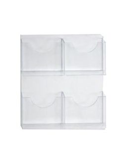 Azar Displays 4-Pocket Wall-Mount Brochure Holders, 21-1/2in x 18-7/8in, Clear, Pack Of 2 Holders