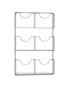 Azar Displays 6-Pocket Wall-Mount Letter Brochure Holders, 33-5/8inH x 18-7/8inW x 1-3/4inD, Clear, Pack Of 2 Holders