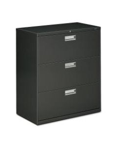HON 600 36inW Lateral 3-Drawer Standard File Cabinet With Lock, Metal, Charcoal
