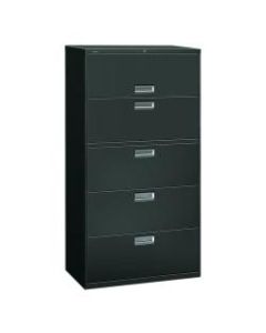 HON 600 36inW Lateral 5-Drawer Standard File Cabinet With Lock, Metal, Charcoal