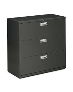 HON 600 42inW Lateral 3-Drawer Standard File Cabinet With Lock, Metal, Charcoal