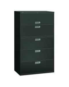 HON 600 42inW Lateral 5-Drawer Standard File Cabinet With Lock, Metal, Charcoal