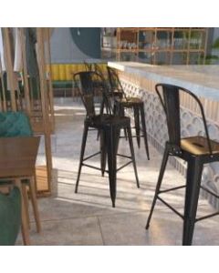 Flash Furniture Commercial-Grade High-Back Bar Stool, Black