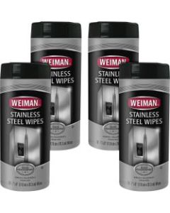 Weiman Stainless Steel Wipes - Wipe - 7in Width x 8in Length - 30 / Canister - 4 / Carton - White