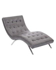 Office Star Avenue Six Blake Tufted Chaise, Pewter/Chrome