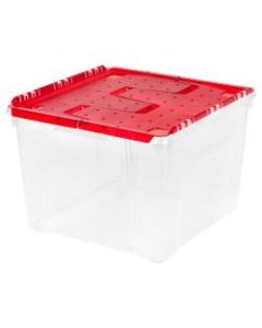 IRIS Holiday Ornament Storage Containers, 19 5/16in x 18 5/16in x 13 13/16in, Red, Case Of 2
