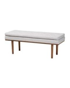 Baxton Studio 9836 Bench, 18-5/16inH x 48-7/16inW x 17-3/4inD, Beige/Walnut