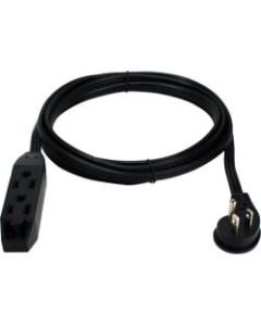 QVS 3-Outlet 3-Prong 15ft Flat Right-Angle Power Extension Cord - For Computer, Electronic Equipment - 125 V AC / 13 A - Black - 15 ft Cord Length - 1