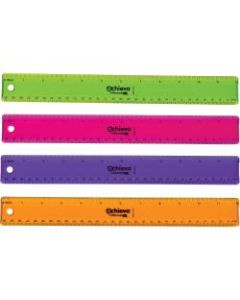 OIC 12in Flexible Plastic Ruler - 12in Length 1.3in Width - Imperial, Metric Measuring System - Plastic - 12 / Pack - Assorted