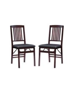 Linon Home Decor Home Triena Mission Back Wood Folding Chair, Dark Brown/Espresso, Set Of 2