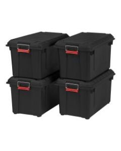 IRIS Weathertight Plastic Storage Containers With Latch Lids, 15 3/8in x 16in x 30in, Black, Case Of 4