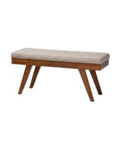 Baxton Studio 9354 Dining Bench, 17-3/4inH x 41-5/16inW x 15-7/16inD, Light Gray/Walnut