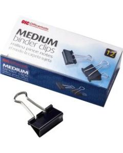 OIC Binder Clips - Medium - 9in Length x 0.8in Width - 62.5 mil Size Capacity - for File - Corrosion Resistant, Durable - 144 / Pack - Black