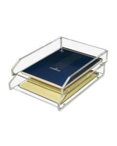 Kantek 2-Tier Letter Trays, 2-1/2inH x 10-1/2inW x 13-3/4inD, Clear, Pack Of 2 Trays